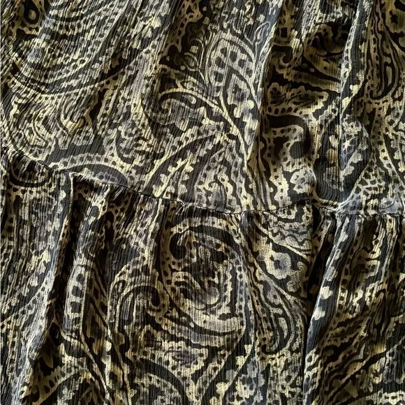 Lauren Ralph Lauren Silk Bohemian Boho Flowy Skirt Medium M Black Tan Brown - Picture 3 of 3